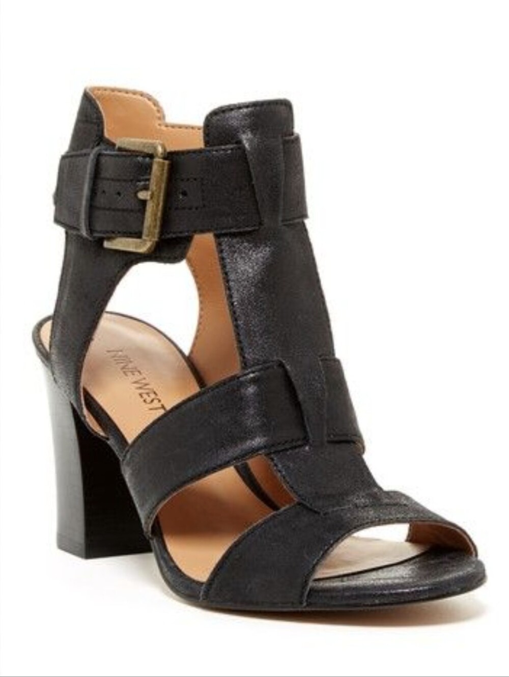 Nine West Taupe Suede Block Heel Sandals Boho Gladiator Strappy 6.5 Womens